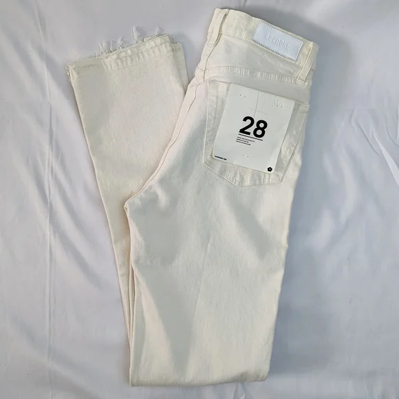 Re/Done 70S High Rise Skinny Bootcut Jean Button Fly Frayed Vintage White 28 NWT - Picture 3 of 15